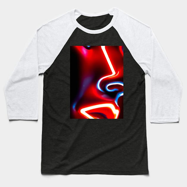 Neon Evolution: A Futuristic Human Face Baseball T-Shirt by Bari-520